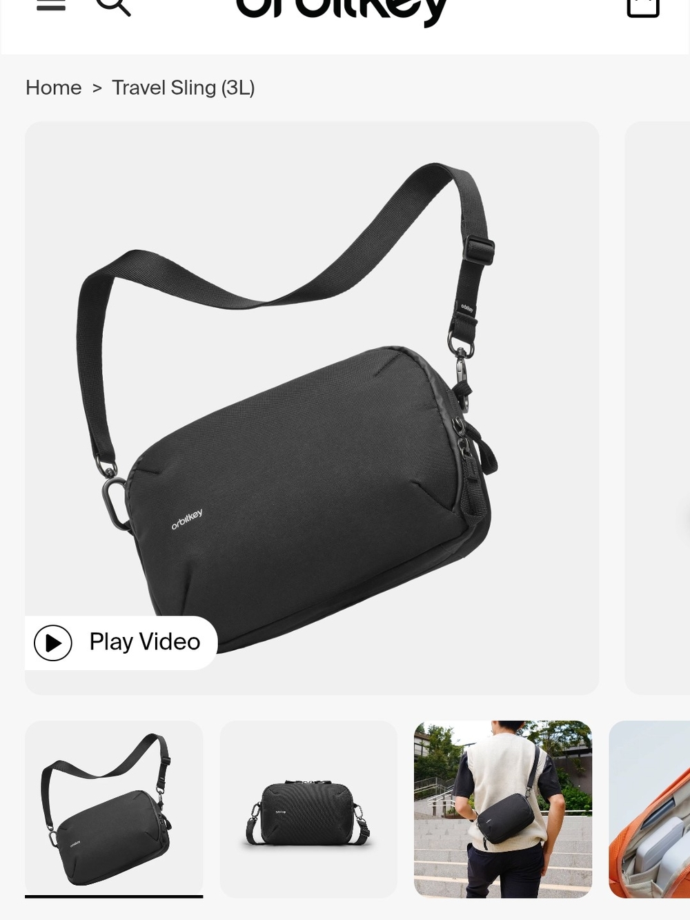 Orbitkey Travel Sling Bag — Black